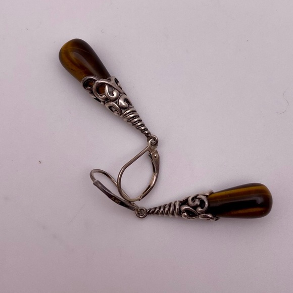 Sterling silver tigereye earrings - Picture 3 of 4